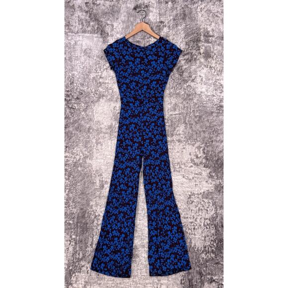Free People Hailee Jumpsuit Small Womens Floral Short Sleeve Wide Leg Open Back - Picture 1 of 10